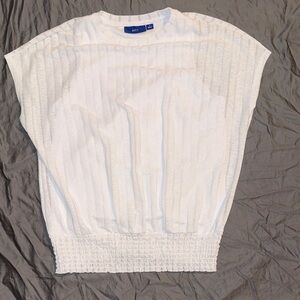 Women's White Batwing Textured Top